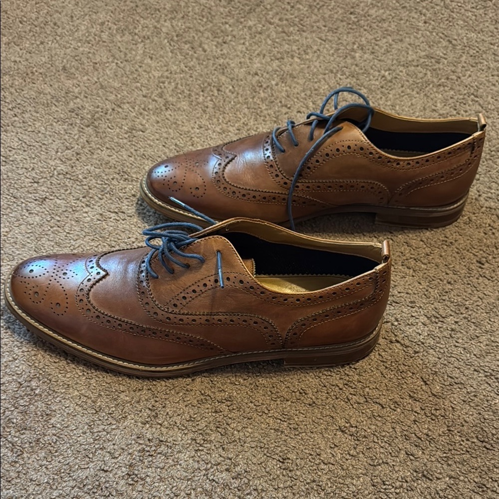 👞 Men’s ALDO Cognac Brown Wingtip Oxford Shoes – Size 13 - Picture 3 of 7